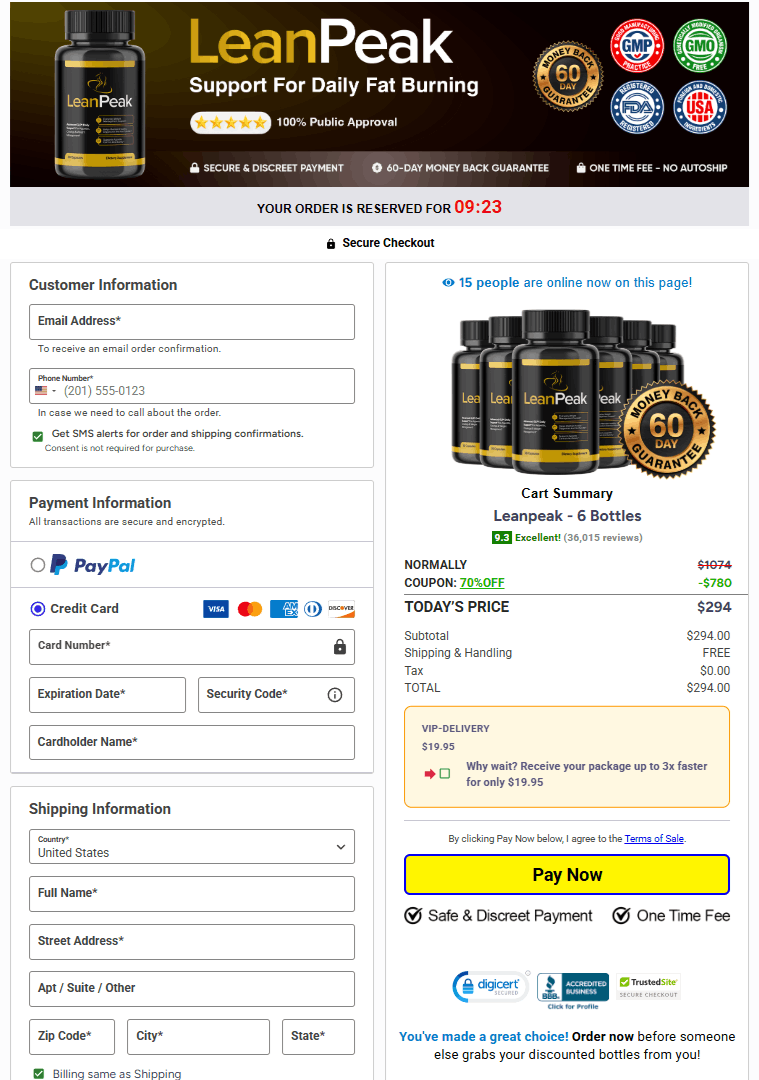 LeanPeak order form